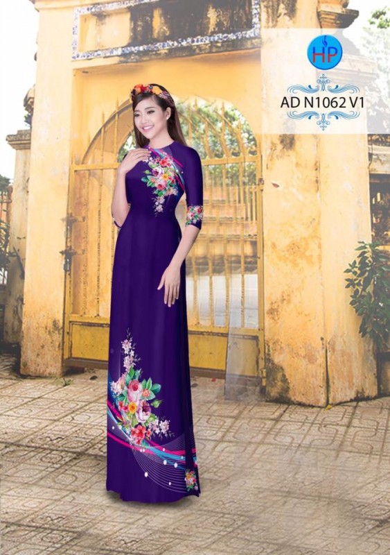 Vải áo dài hoa Hồng trên dưới