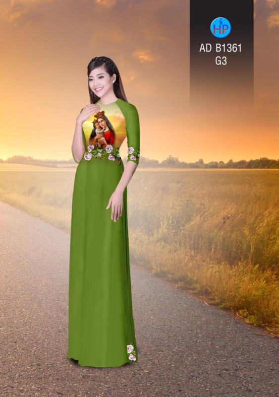 Vải áo dài hình đức mẹ