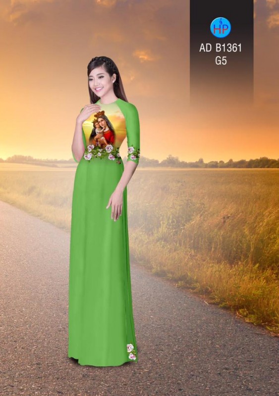 Vải áo dài hình đức mẹ
