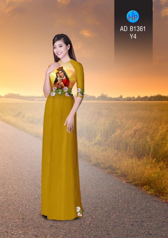 Vải áo dài hình đức mẹ