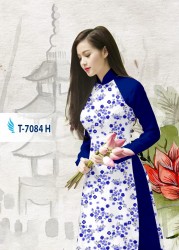 Vải áo dài hoa nhí phối tay trơn