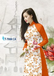 Vải áo dài hoa nhí phối tay trơn