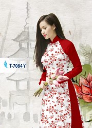 Vải áo dài hoa nhí phối tay trơn