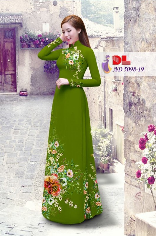 Vải áo dài hoa chùm trên dưới