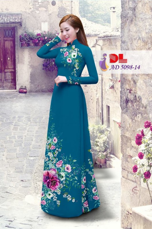Vải áo dài hoa chùm trên dưới