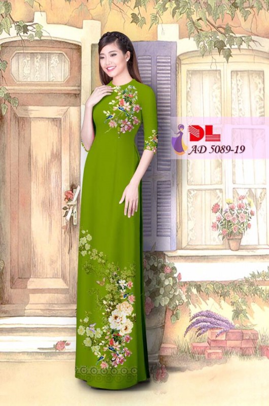 Vải áo dài hoa và chim
