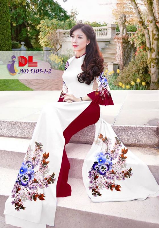Vải áo dài hoa chùm Vải áo dài hoa chùm