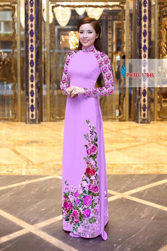 Vải áo dài hoa hồng đẹp