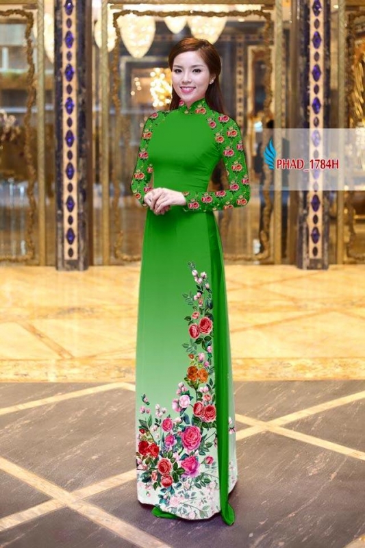 Vải áo dài hoa hồng đẹp
