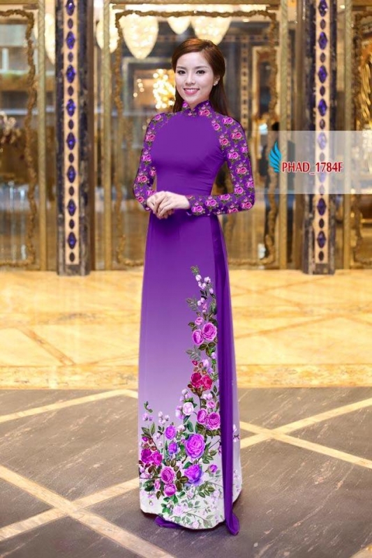 Vải áo dài hoa hồng đẹp