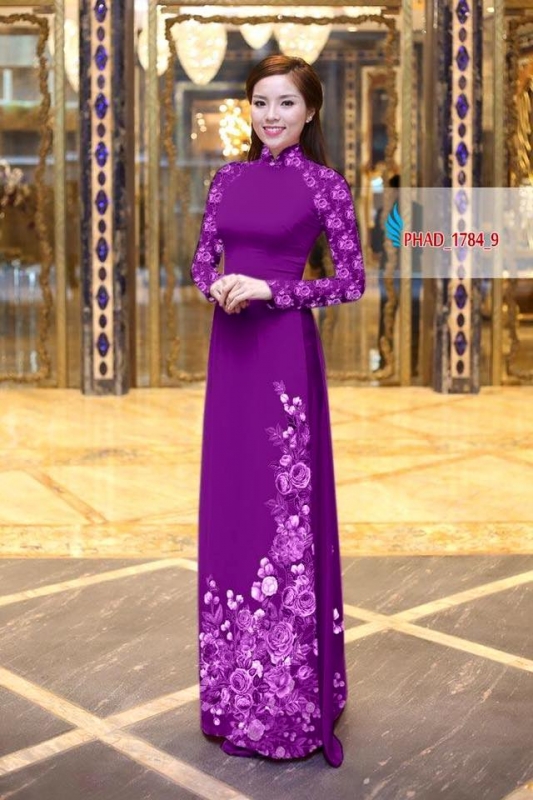 Vải áo dài hoa hồng đẹp