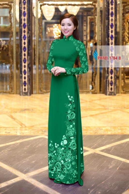 Vải áo dài hoa hồng đẹp