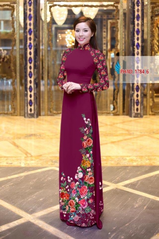 Vải áo dài hoa hồng đẹp