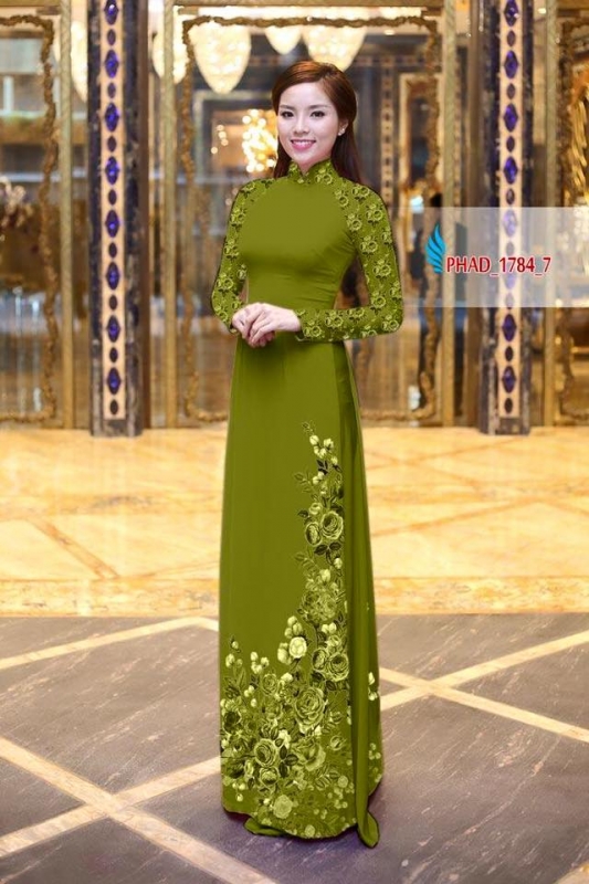 Vải áo dài hoa hồng đẹp