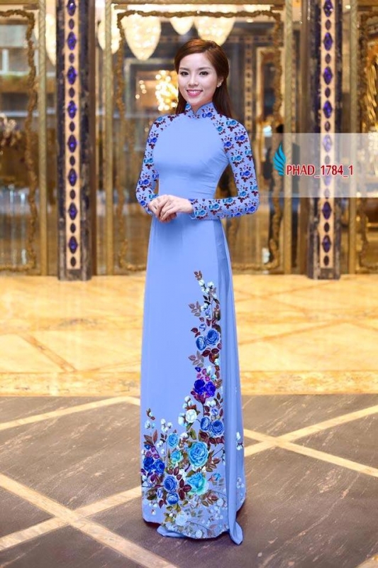 Vải áo dài hoa hồng đẹp