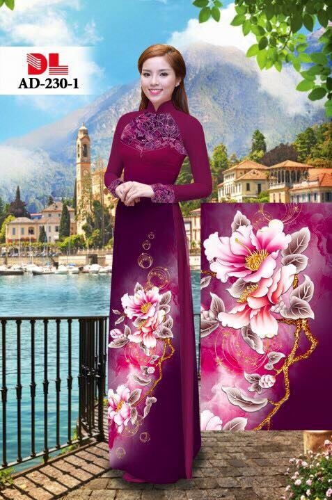 Vải áo dài hoa 3D