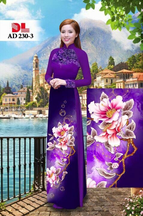 Vải áo dài hoa 3D