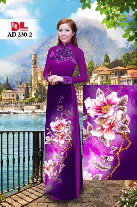 Vải áo dài hoa 3D