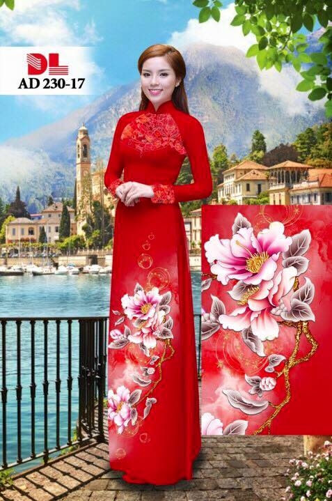 Vải áo dài hoa 3D