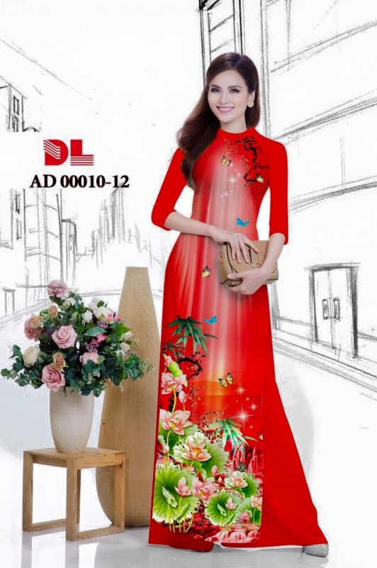 Vải áo dài hoa sen