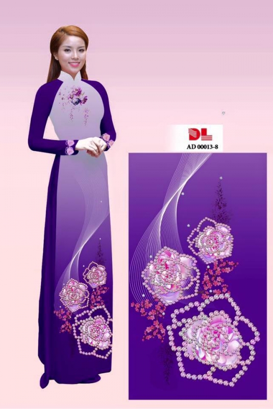 Vải áo dài họa tiết đính đá