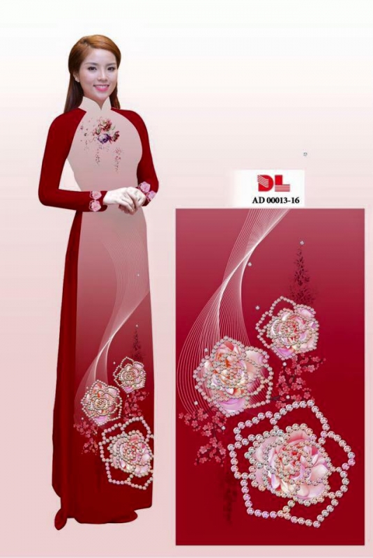 Vải áo dài họa tiết đính đá