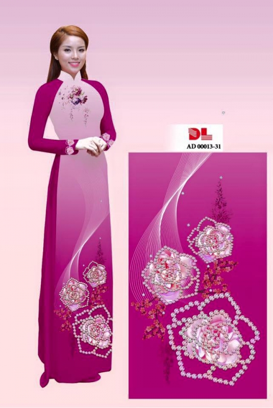 Vải áo dài họa tiết đính đá