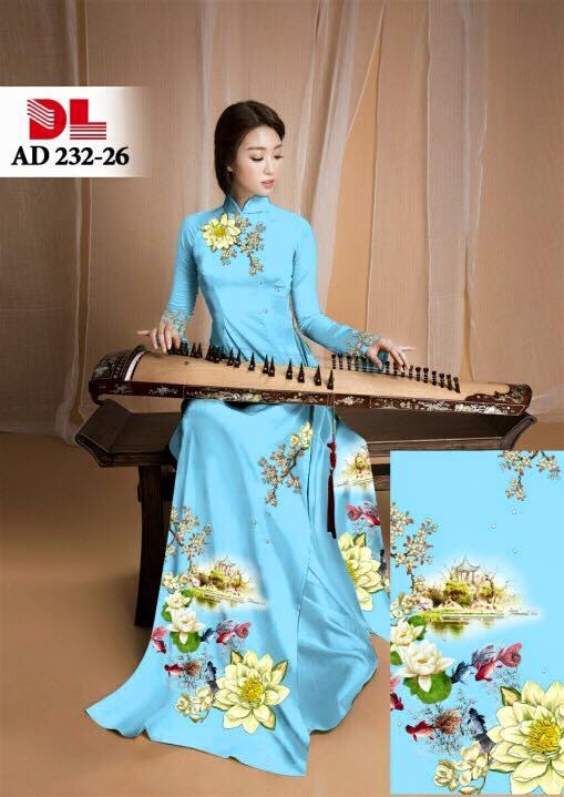 Vải áo dài hoa sen hồ Gươm