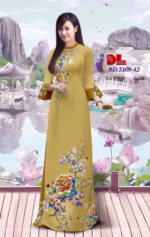 Vải áo dài hoa mẫu đơn