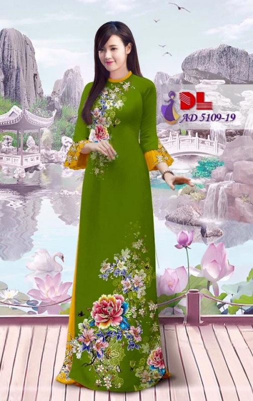 Vải áo dài hoa mẫu đơn