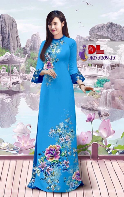 Vải áo dài hoa mẫu đơn