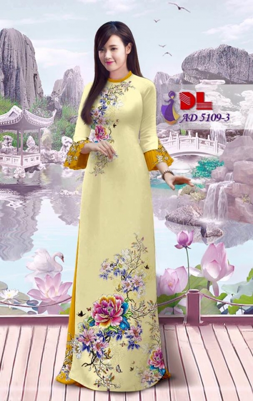 Vải áo dài hoa mẫu đơn