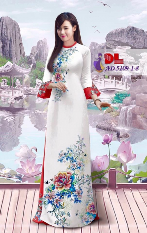Vải áo dài hoa mẫu đơn