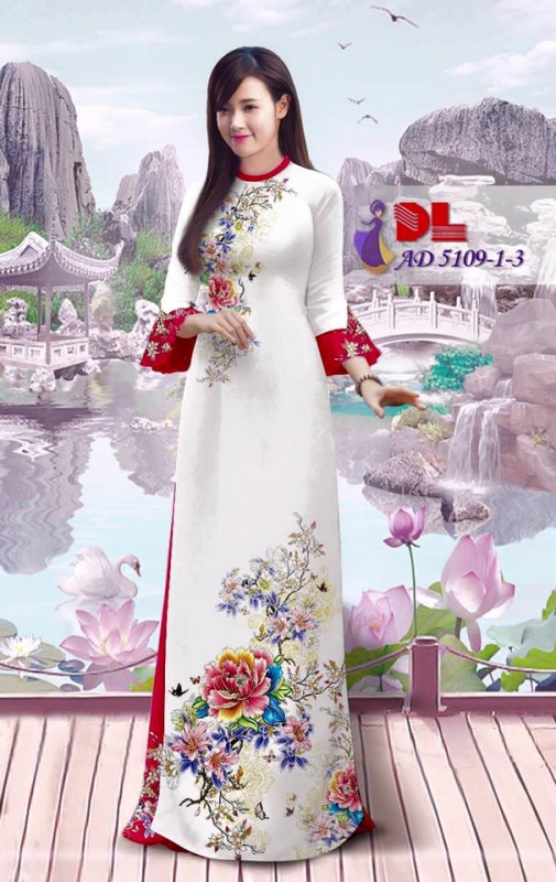 Vải áo dài hoa mẫu đơn