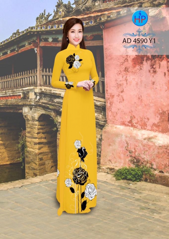 Vải áo dài hoa Hồng