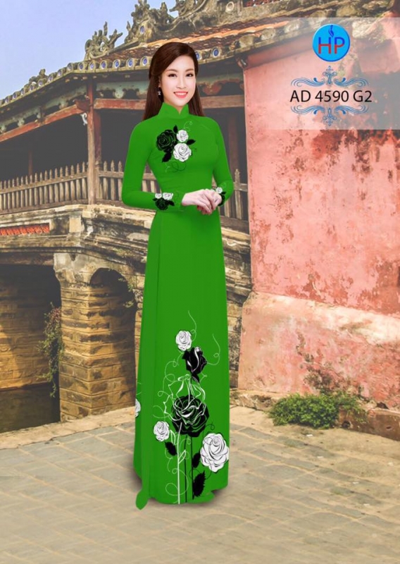 Vải áo dài hoa Hồng