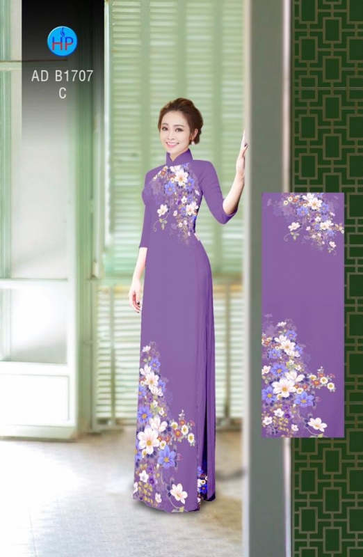 Vải áo dài hoa trên dưới
