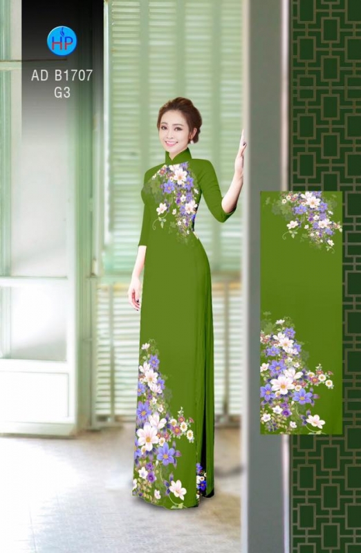 Vải áo dài hoa trên dưới