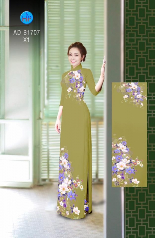 Vải áo dài hoa trên dưới