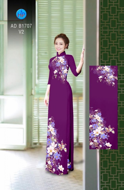 Vải áo dài hoa trên dưới