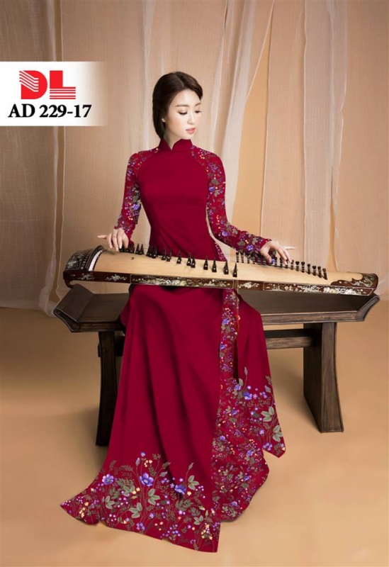 Vải áo dài trơn tay hoa