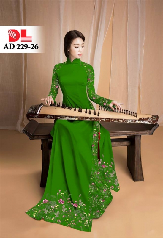 Vải áo dài trơn tay hoa