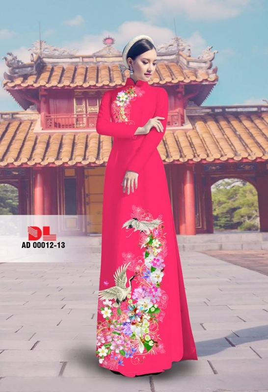 Vải áo dài hoa và chim