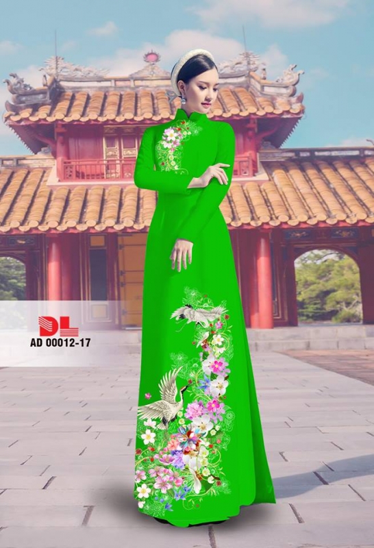 Vải áo dài hoa và chim