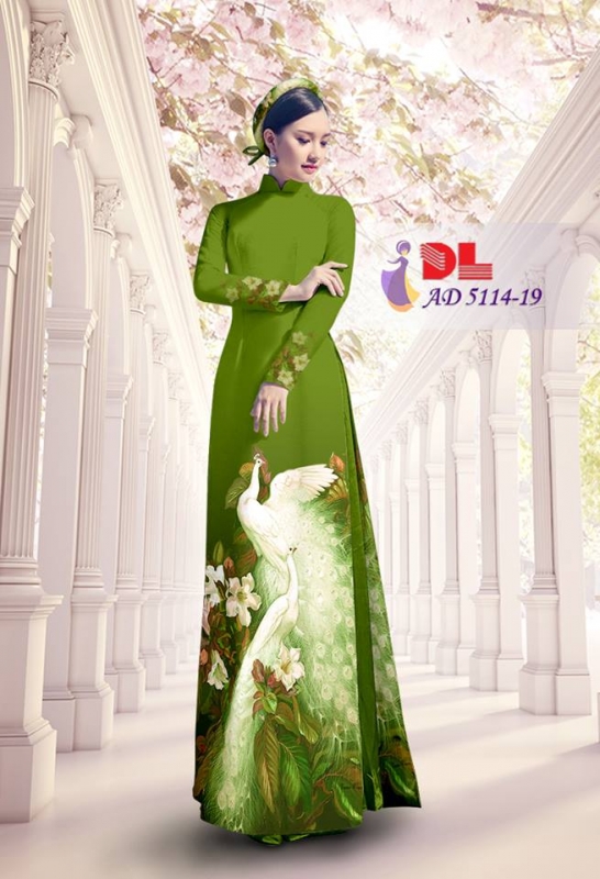 Vải áo dài chim Công