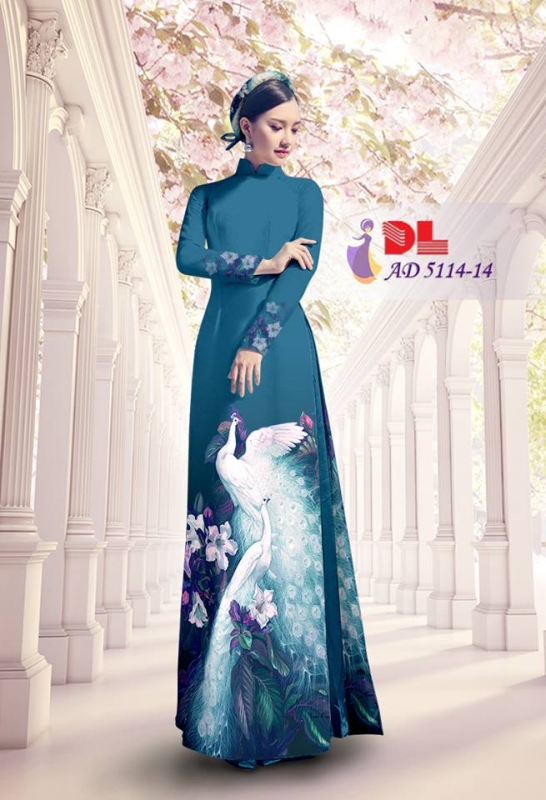Vải áo dài chim Công