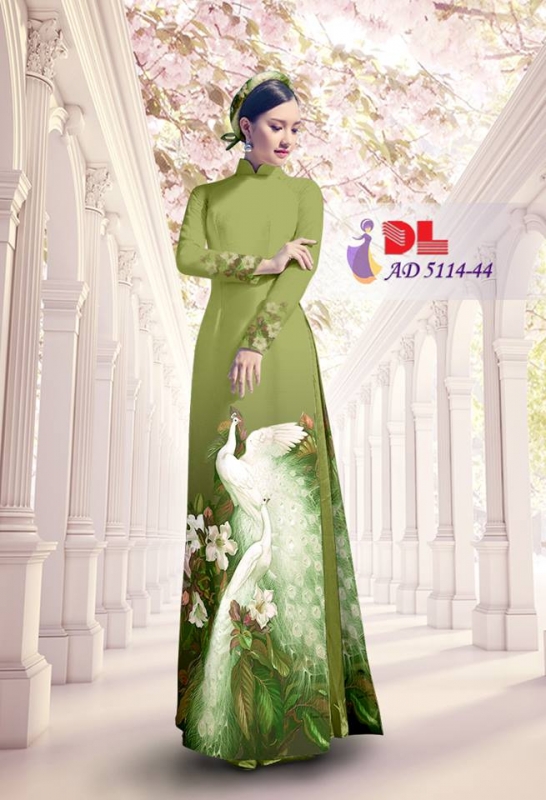 Vải áo dài chim Công