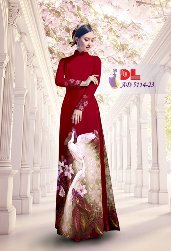 Vải áo dài chim Công