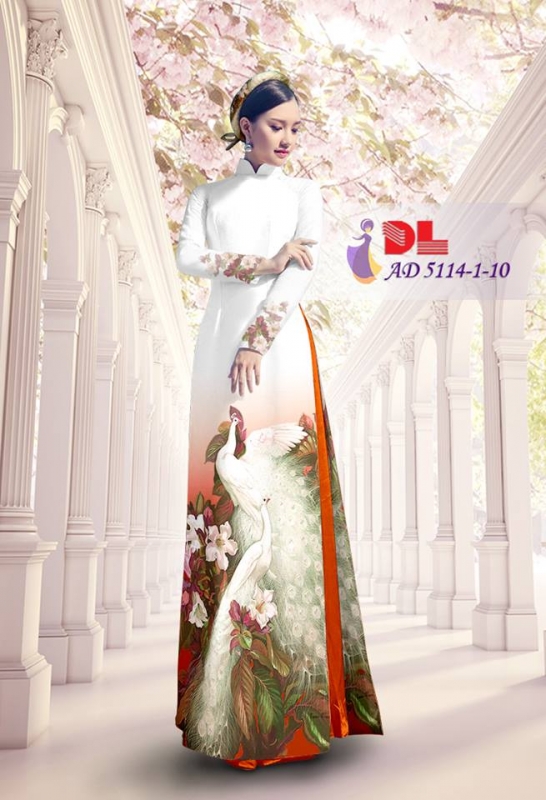 Vải áo dài chim Công