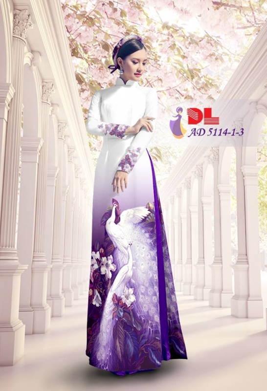 Vải áo dài chim Công